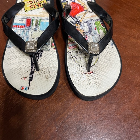 Brighton Jewelled Flip Flops Wedge Sandal Paris Chic - Picture 2 of 8